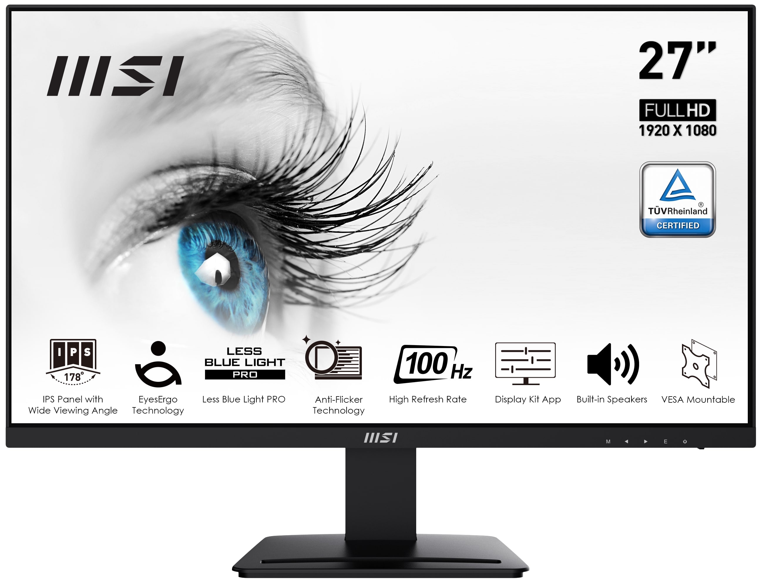 MSI PRO MP273A 27" FHD Business Flat IPS Monitor 100Hz/1ms Build-in Speaker